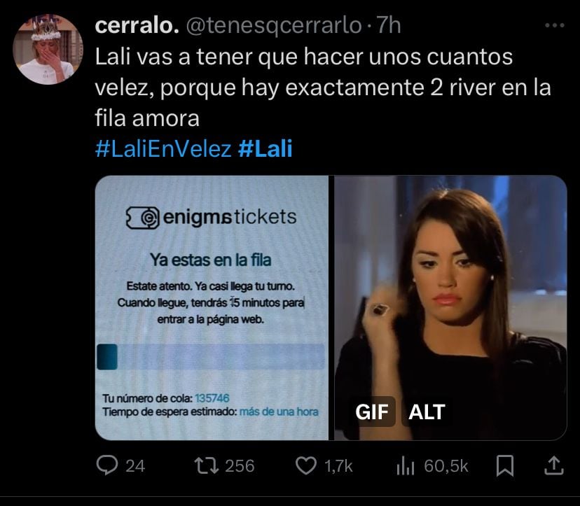 Lali Espósito agotó su primer show en Vélez. Captura de X.