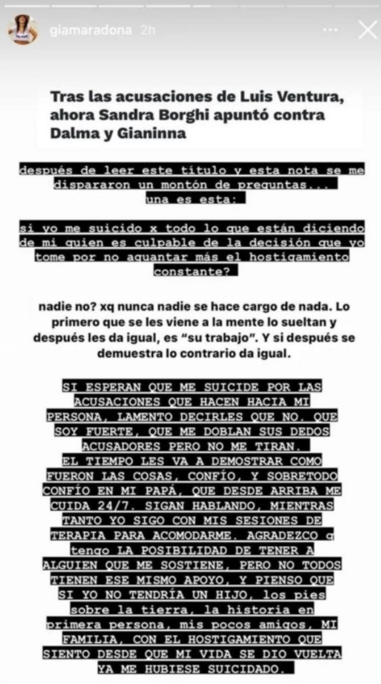 “Si yo me suicido, ¿quién es el culpable?" fue el fuerte descargo que hizo la del Diez.