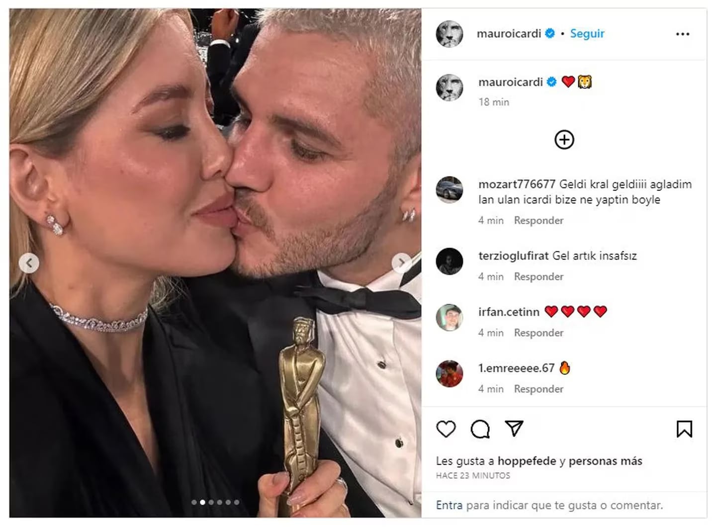 El posteo de Mauro Icardi en medio de la preocupación por la salud de Wanda Nara. Gentileza: TN.