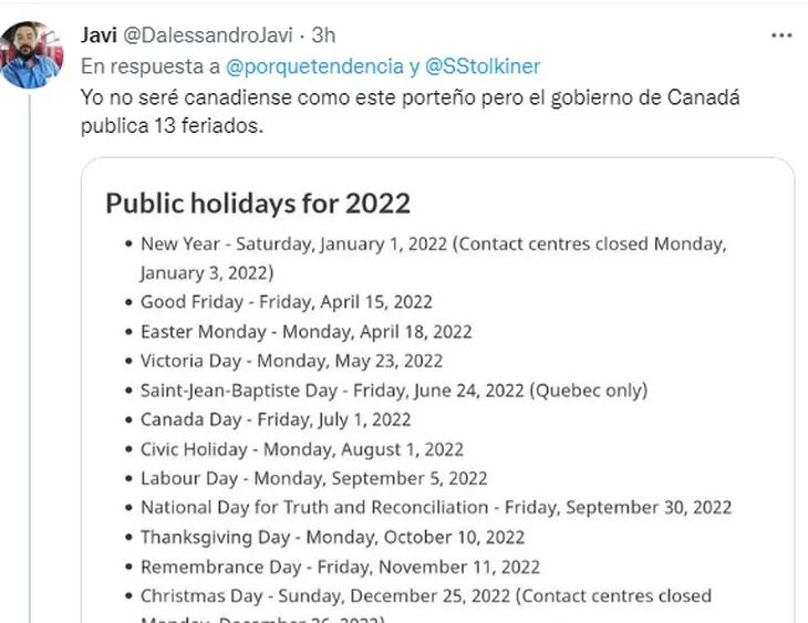 Feriados en Canadá