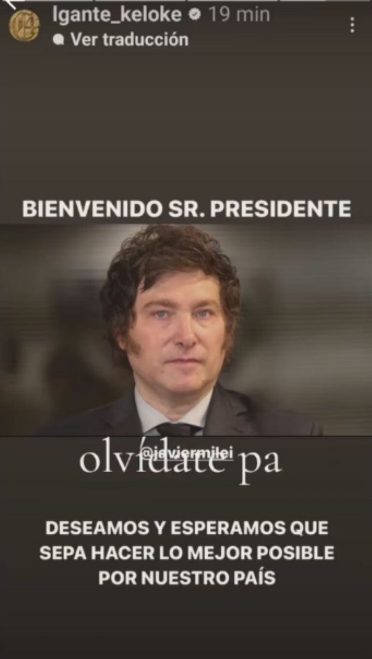 L- Gante saludó a Javier Milei tras el triunfo electoral.