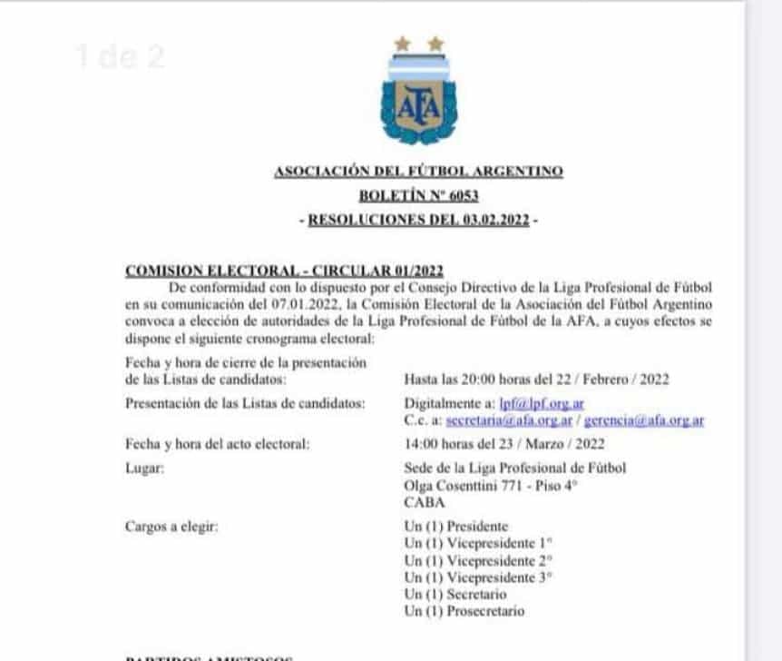 Elecciones en la Liga Profesional: la fecha confirmada y el límite para presentar listas. / Gentileza.