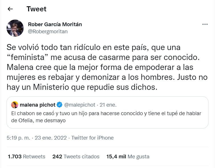 El empresario apuntó duro contra la feminista luego de que ésta remarcara que sólo se hizo conocido por ser "el marido de..."