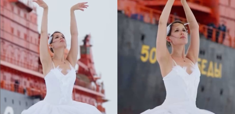 Daria hizo historia al bailar por primera vez el Lago de los Cisnes en el Polo Norte. Captura: Instagram / @polar_travel_club