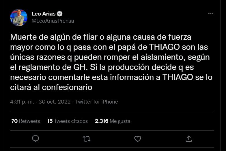 Qué pasa con la producción y Thiago, con esta información