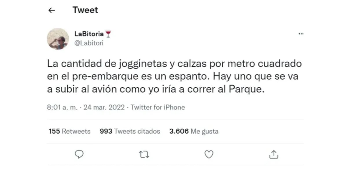 El tuit de la joven que inició el debate.