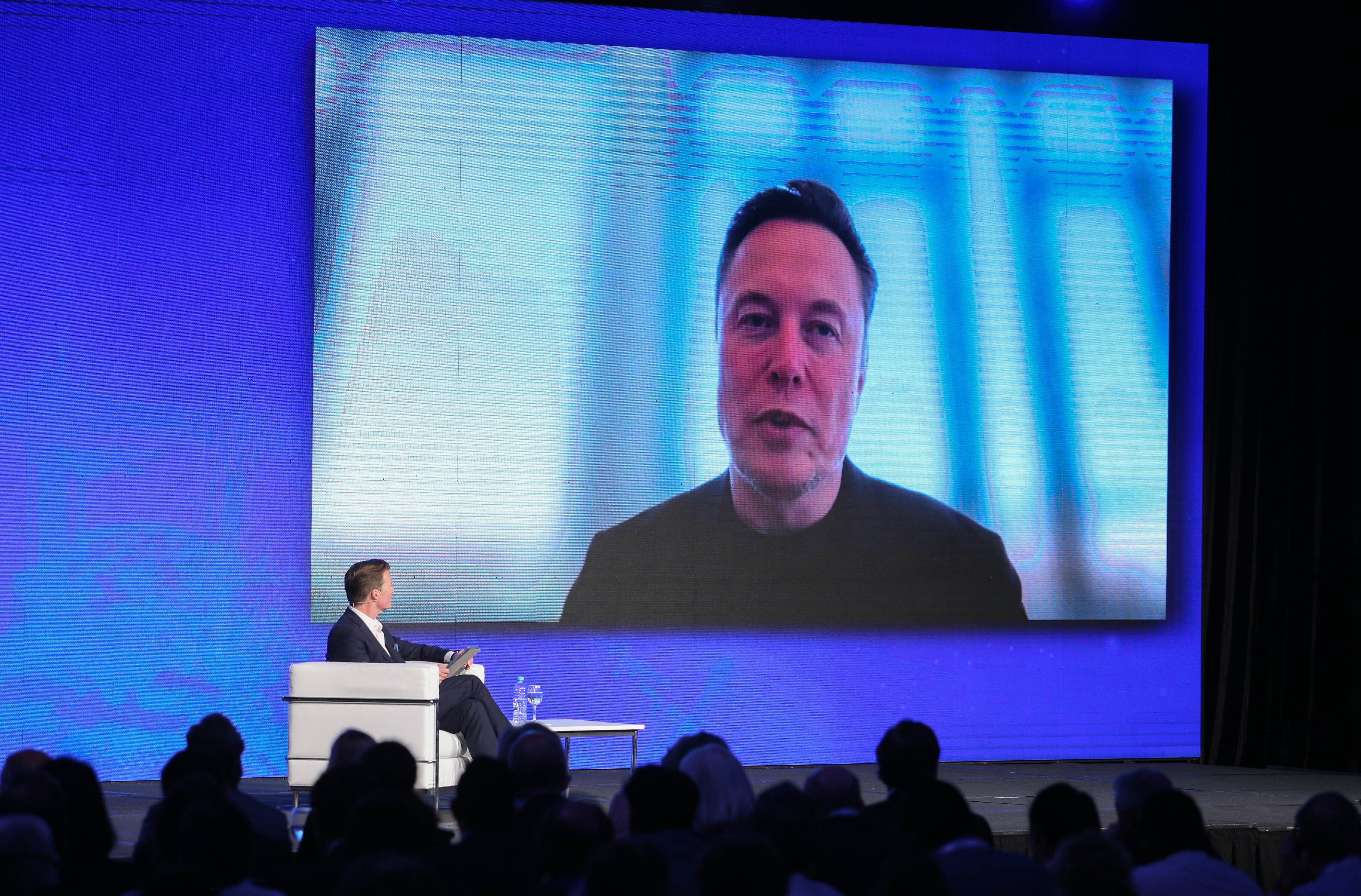 El empresario Elon Musk participa virtualmente del cierre de la segunda jornada de "El renacer de la libertad en Argentina y el mundo". Foto: NA / Damián Dopacio