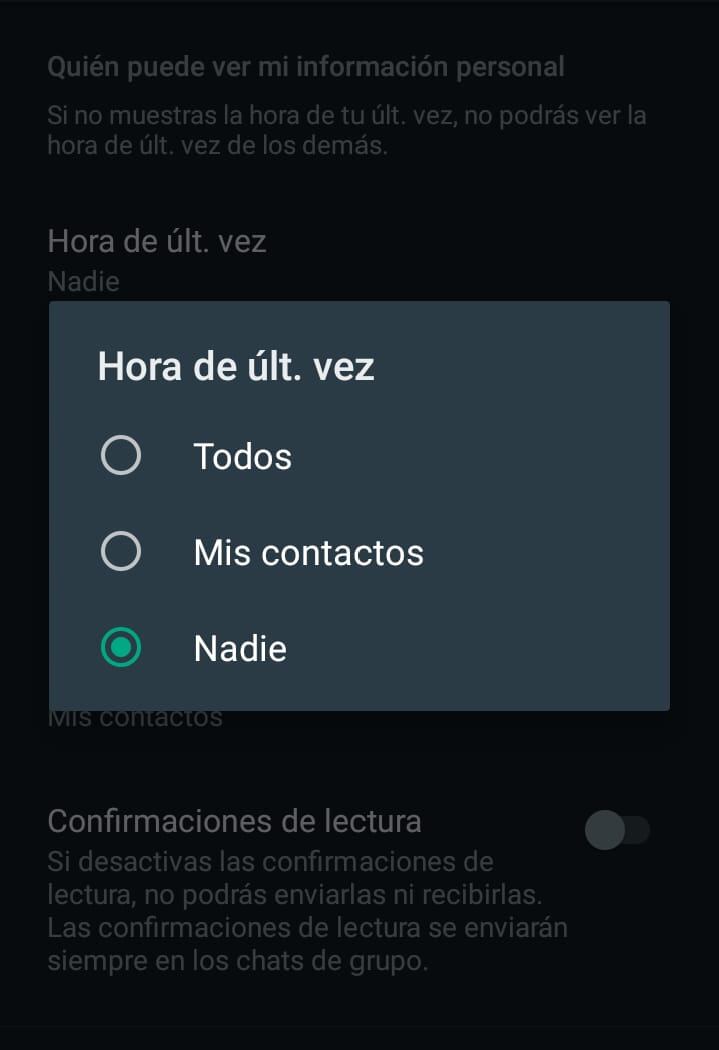 Ocultá cuándo te conectaste por última vez en WhatsApp - 