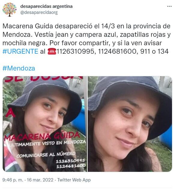 Su familia comenzó a una desesperada búsqueda para dar con su paradero.