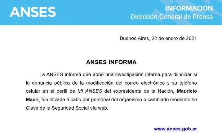 Desde el organismo aseguraron que harán una investigación interna para revelar si la modificación de los datos surgió de la propia Anses.