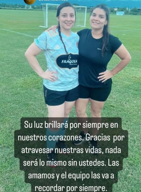 El posteo del equipo de fútbol femenino al que pertenecían las víctimas fatales del siniestro vial en Tucumán. Foto: Contexto Tucumán