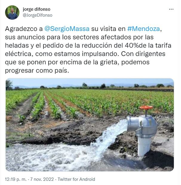 Difonso agradeció la visita de Massa en sus redes sociales.