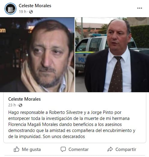 Celeste, hermana de la víctima, se expresó en las redes