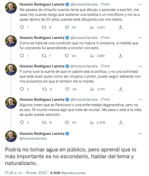 Tras las burlas que sufrió, Horacio Rodríguez Larreta reveló que padece temblor esencial (Twitter)