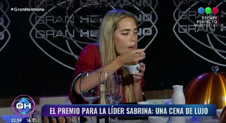 La mendocina de Gran Hermano disfrutó de una cena para ella sola.