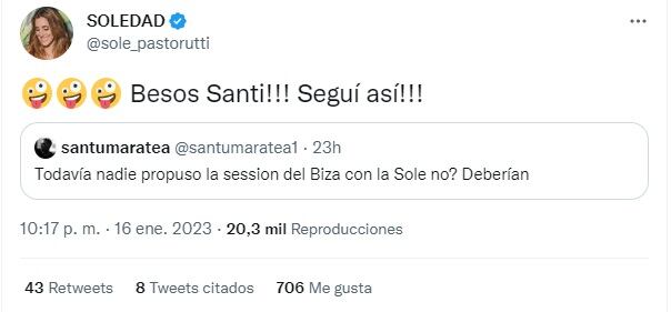 Santi Maratea pidió la sesión de Bizarrap y Soledad Pastorutti: así fue la respuesta de la cantante santafesina (Twitter)