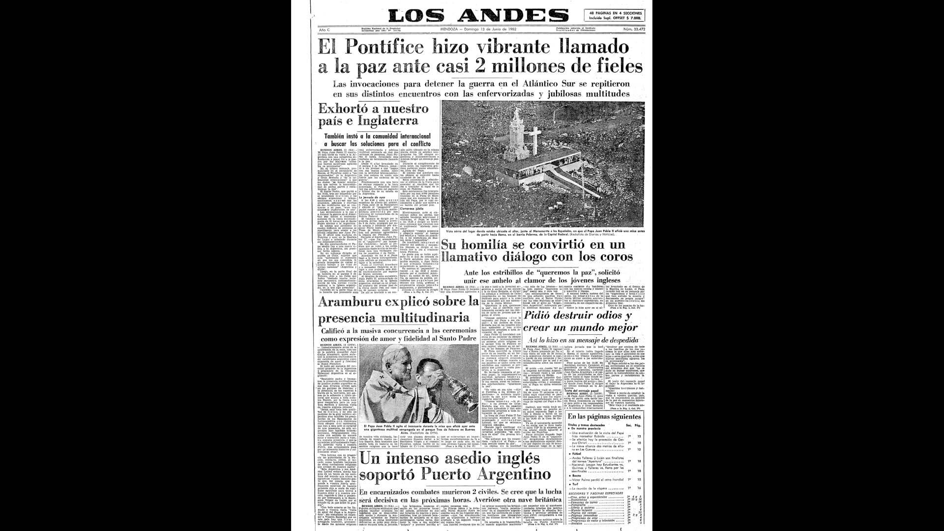 Un recorrido día a día por las portadas del medio más importante de Mendoza, para conocer el pulso diario de la guerra que enluteció a todo el país.