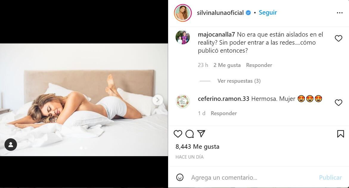 Silvina Luna provocativa desde la cama.