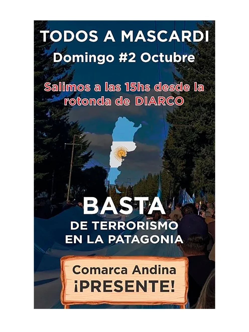 Vecinos marcharán a Villa Mascardi en repudio a la ocupación mapuche: “Basta de terrorismo en la Patagonia”.