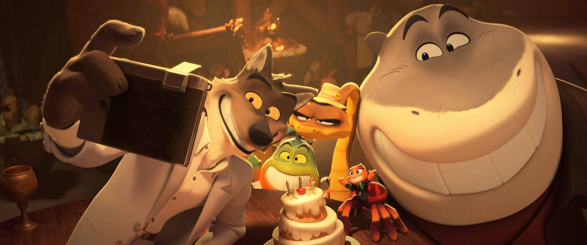 Mr. Wolf (Sam Rockwell), Mr. Piranha (Anthony Ramos), Mr. Snake (Marc Maron), Ms. Tarantula (Awkwafina) y Mr. Shark (Craig Robinson) en la nueva animación de Dreamworks Animation’s, dirigida por Pierre Perifel.