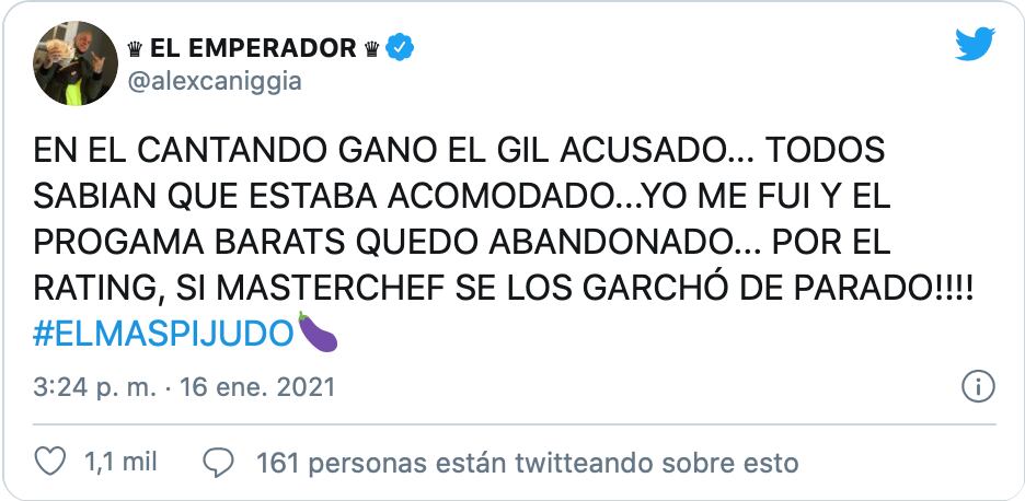 Su acusación por Twitter.