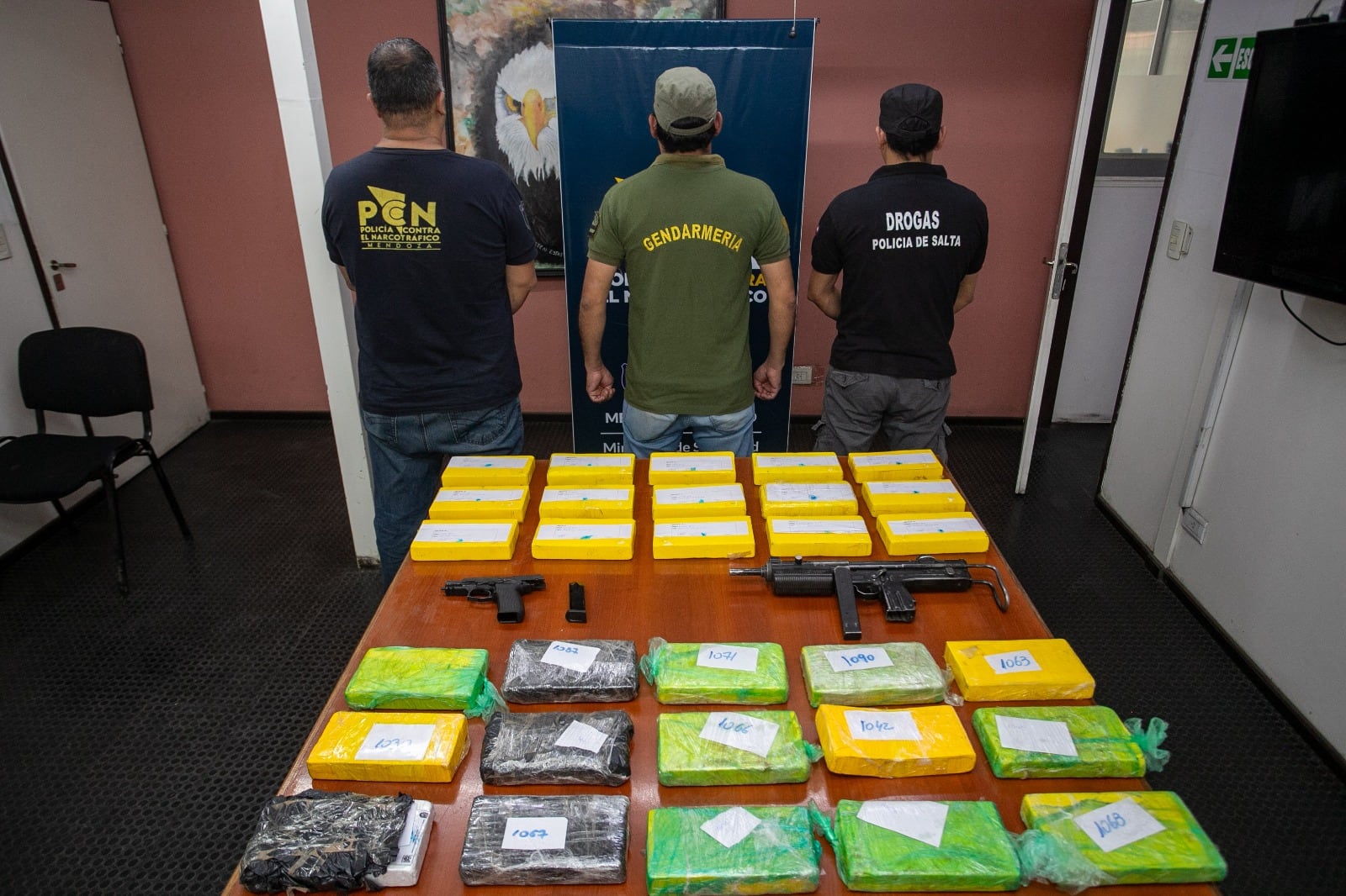 Los 36 kilos de cocaína decomisados en Mendoza. Gentileza Ministerio de Seguridad.