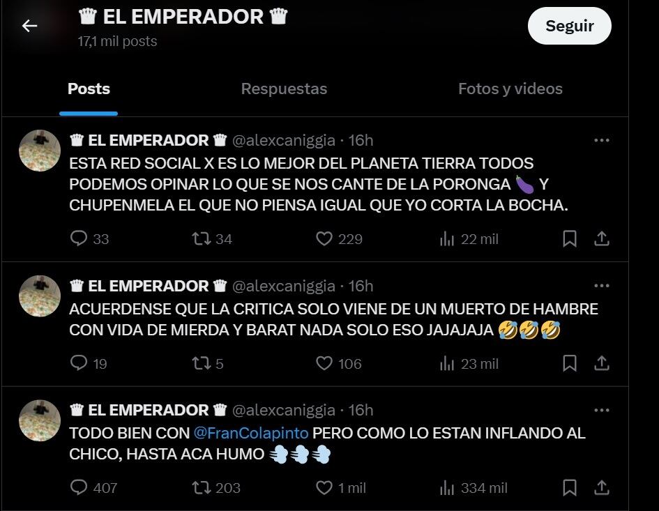 Alex Caniggia apuntó sin filtros contra Franco Colapinto.