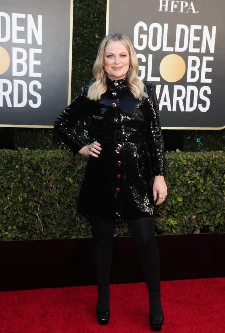 Amy Poehler en la alfombra roja de los Golden Globes 2021