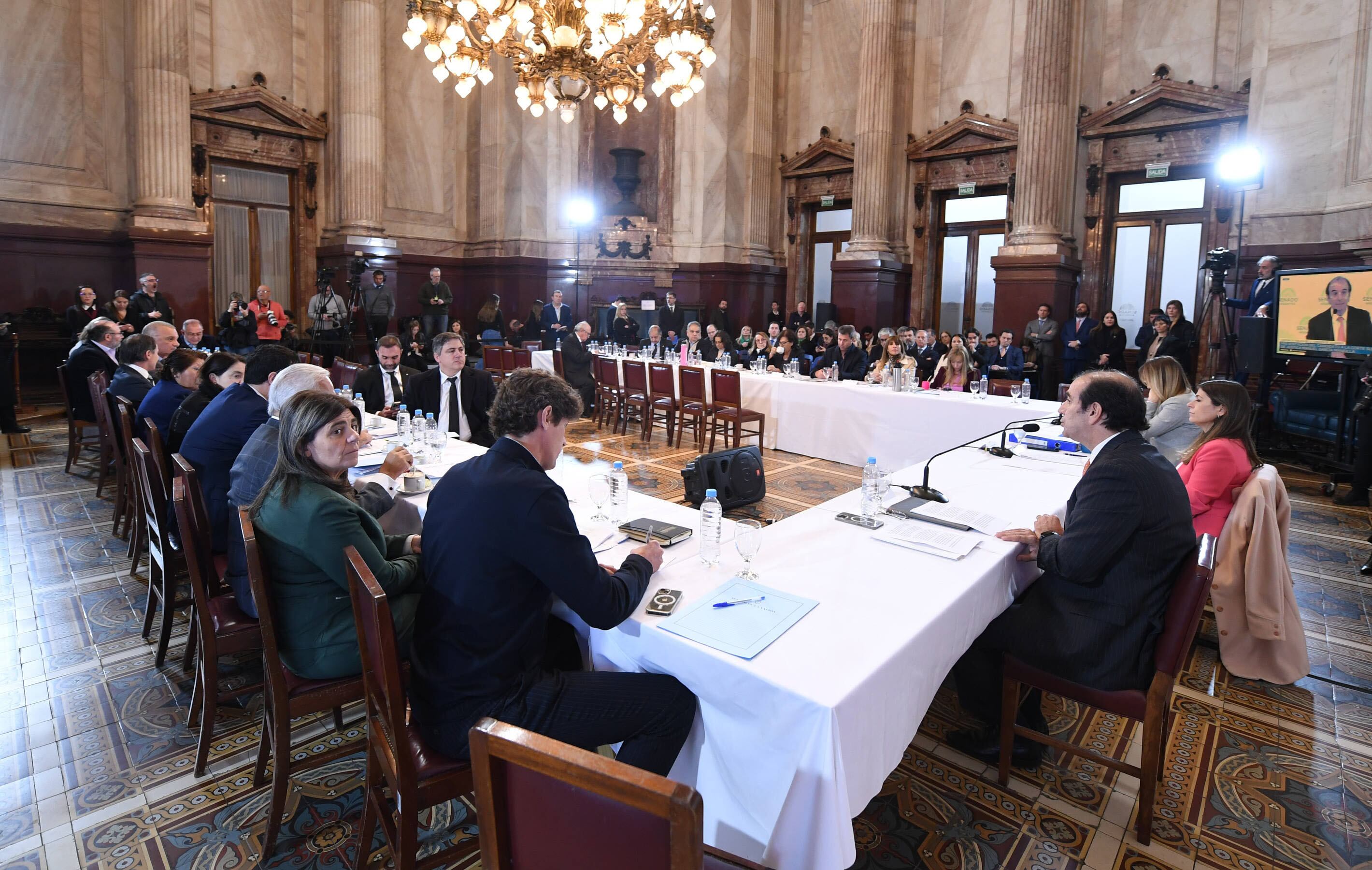 El abogado constitucionalista Manuel García-Mansilla defiende su candidatura a la Corte Suprema de Justicia, tras ser 
candidateado oficialmente por el presidente Javier Milei. Foto: Prensa Senado / NA