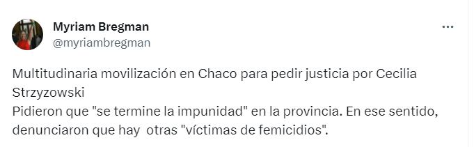 Dirigentes políticos y funcionarios acompañaron el pedido de justicia por Cecilia - Twitter