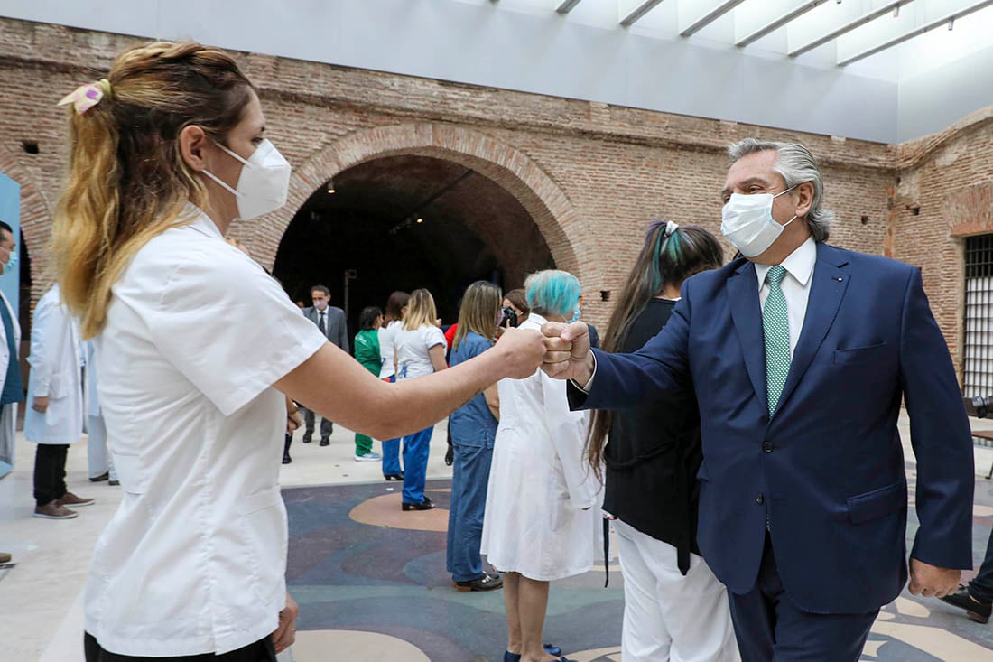 El presidente Alberto Fernández en plena gestión sanitaria de la pandemia llevada adelante por su Gobierno.