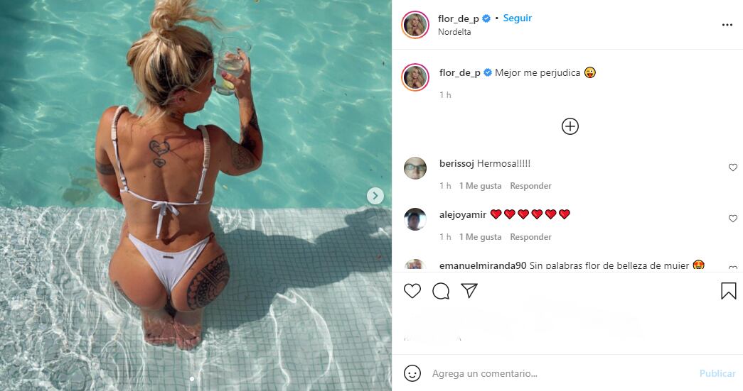 Florencia Peña afrontó el calor fiel a su estilo