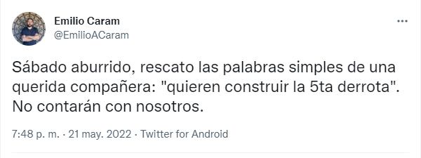 Emilio Caram disparó contra sus "compañeros" por el encuentro y se mostró distante.