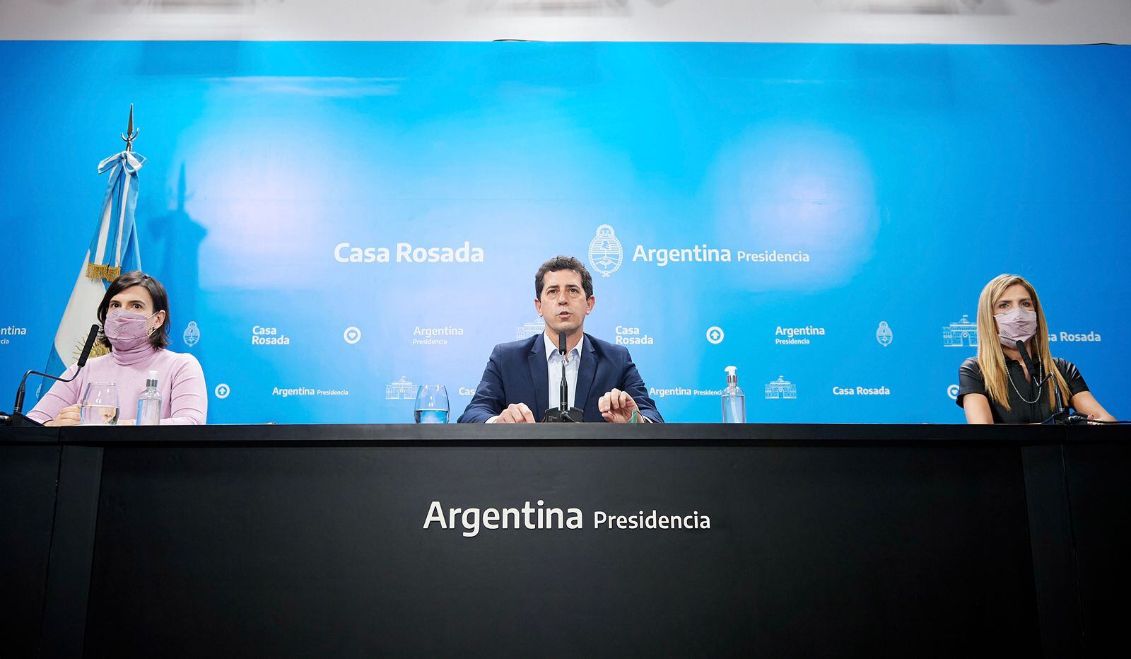 Eduardo "Wado" de Pedro, ministro del Interior de la Nación, encabezó la conferencia de prensa del Gobierno previa a las PASO 2021. 