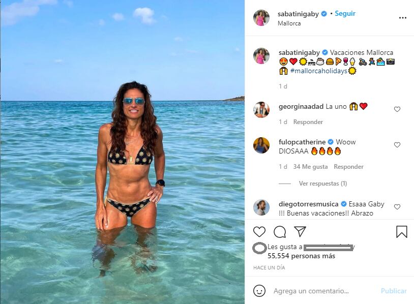 Gabriela Sabatini compartió una foto desde el mar Mediterráneo y sus compañeros deportistas la llenaron de halagos.