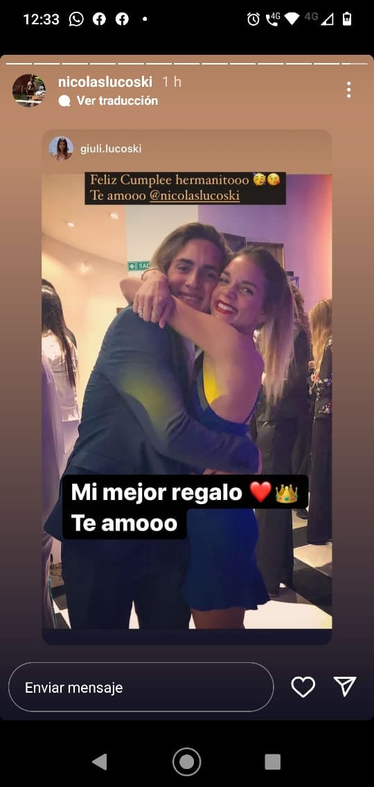 Giuliana Lucoski volvió a utilizar sus redes sociales para saludar a su hermano en su cumpleaños.