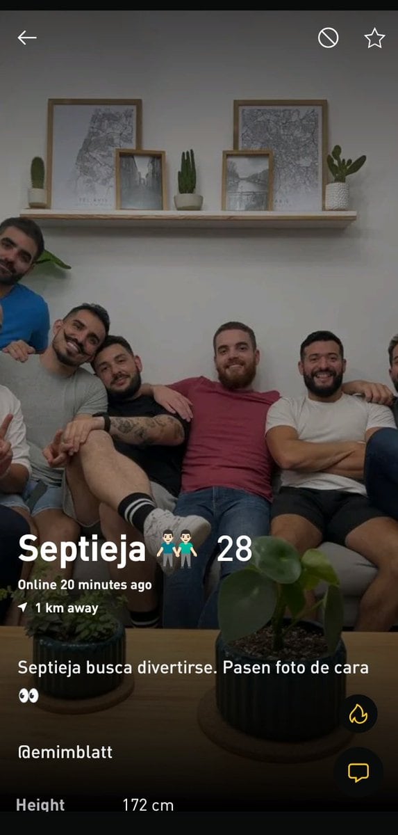 "Septieja" (pareja de 7 personas) que busca divertirse. La publicación generó cientos de comentarios y memes en las redes sociales.