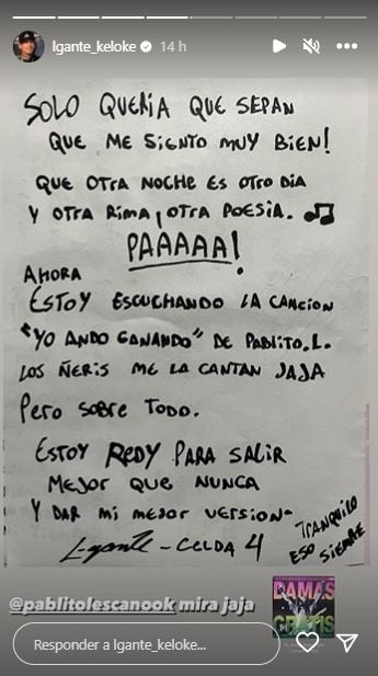 Las nuevas cartas que escribió L-Gante mientras está preso