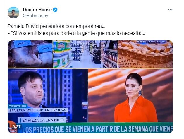 El comentario de Pamela David sobre la emisión monetarias generó una catarata de mensajes en las redes sociales - X