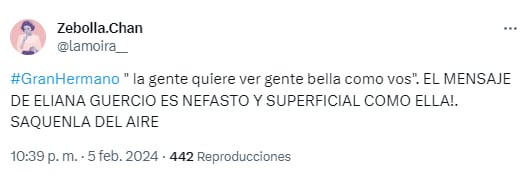 Eliana Guercio fue duramente criticada en las redes por sus dichos en Gran Hermano