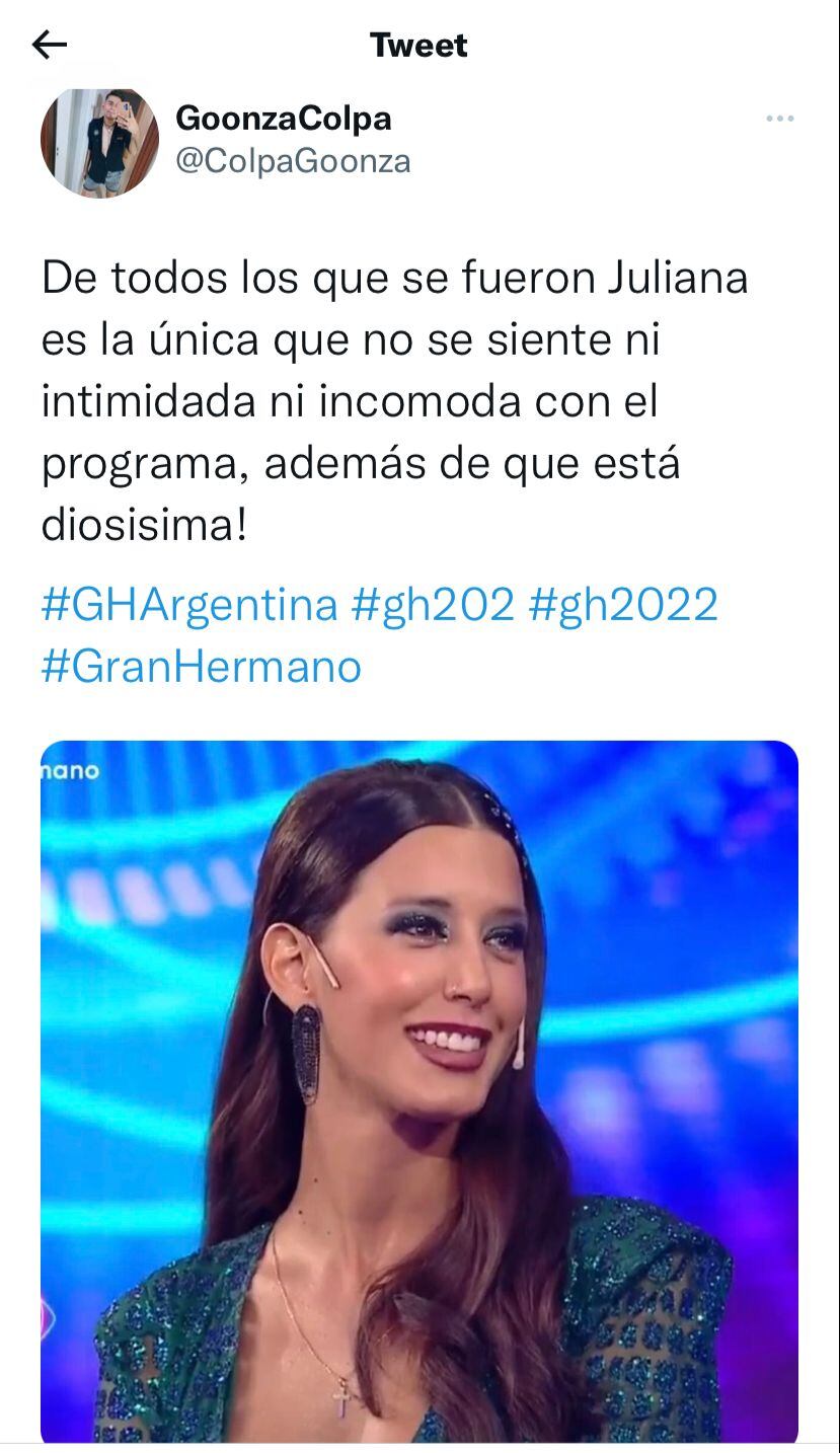 La belleza de Juliana de Gran Hermano, lo más comentado en Twitter.