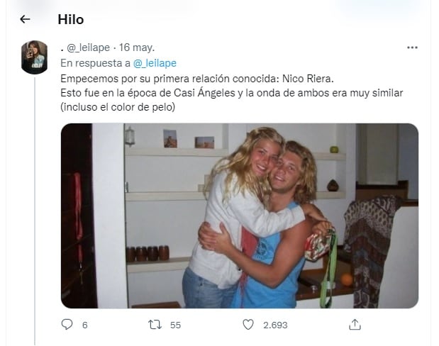 La China Suárez y Nico Riera tienen el pelo del mismo color. 