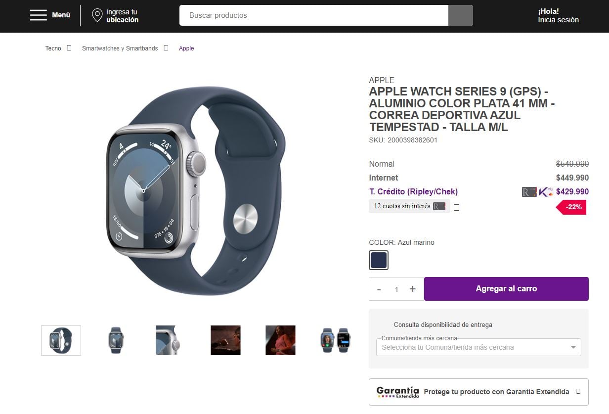 Esto sale el reloj inteligente de Apple en Chile.