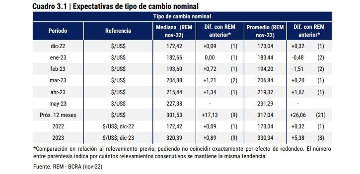 Dólar, proyecciones del BCRA para el próximo año