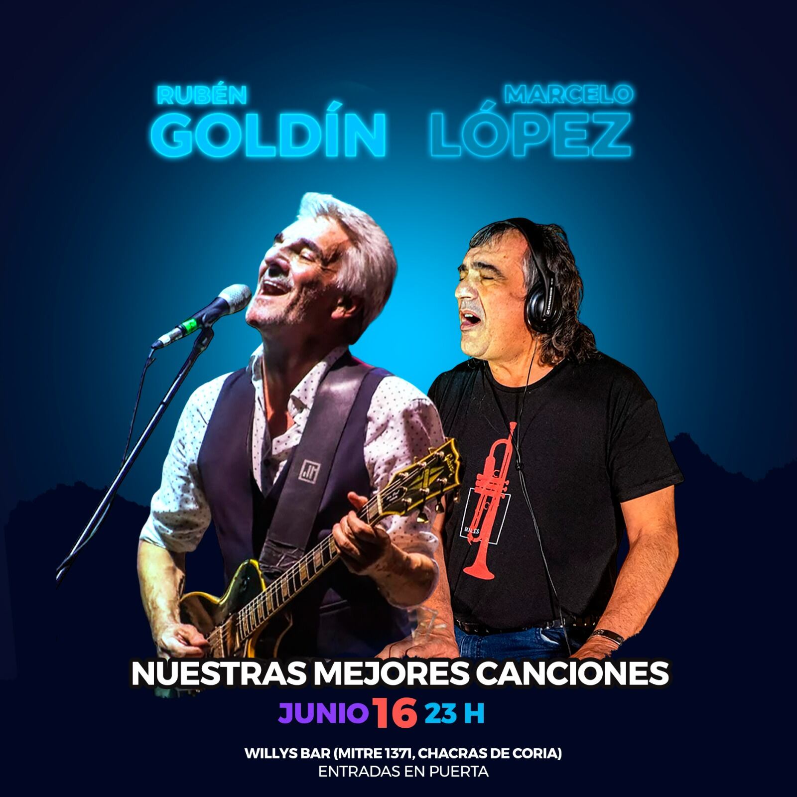 Rubén Goldín y Marcelo López comparten escenario en Mendoza.