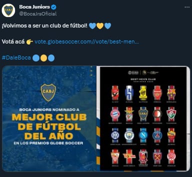 Boca nominado como "Mejor club masculino del año"