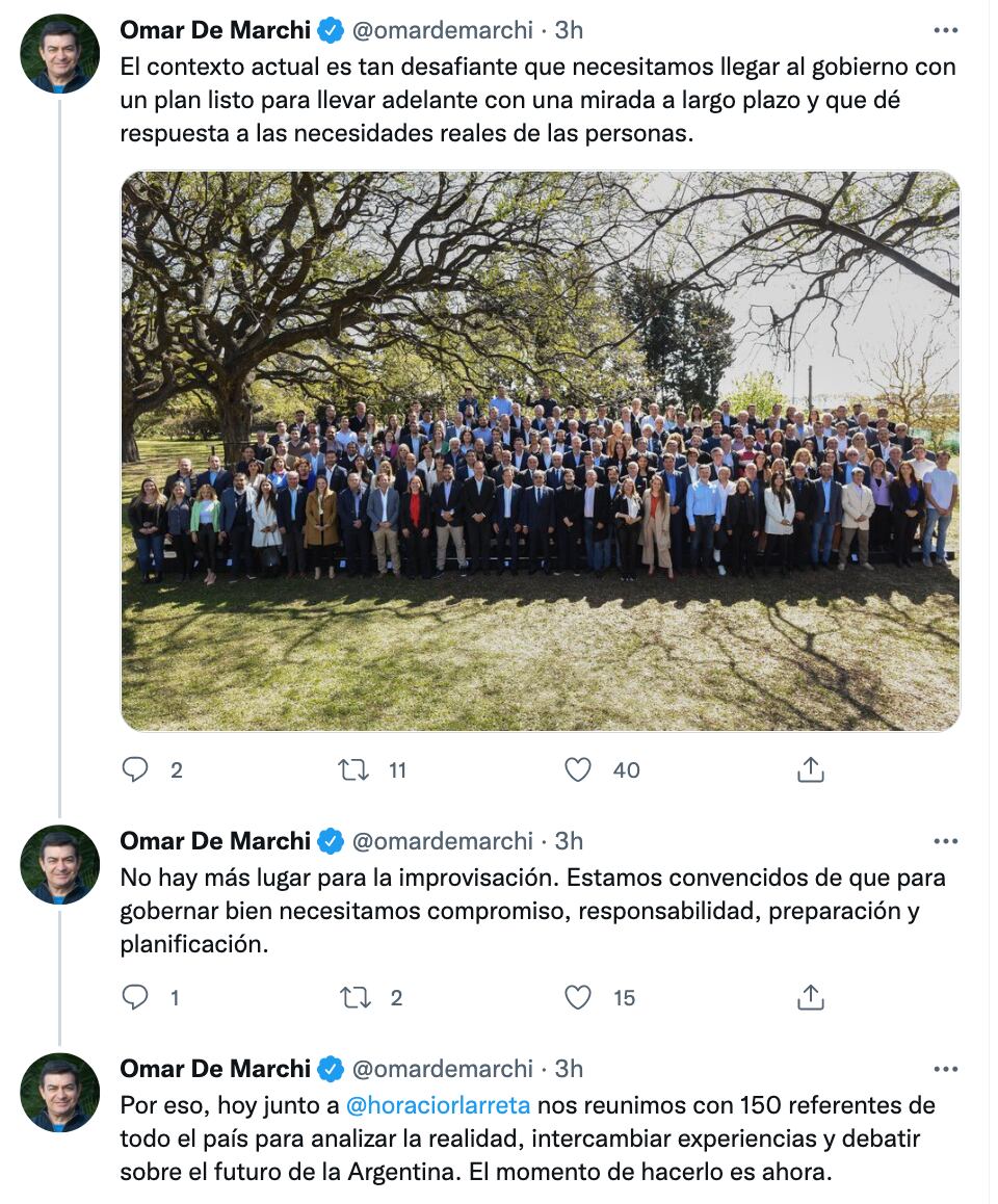 El diputado mendocino Omar De Marchi participó de la reunión de referentes del Pro convocada por Horacio Rodríguez Larreta.