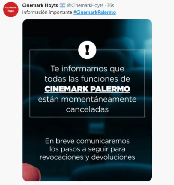 El comunicado de la empresa en sus redes.