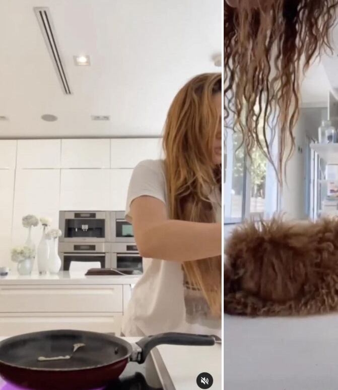 Shakira en su cocina, en Barcelona.