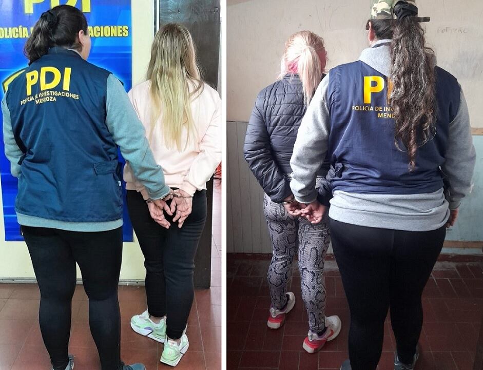 Las dos mujeres detenidas por los robos en el barrio San Martín. | Foto: Prensa Ministerio de Seguridad